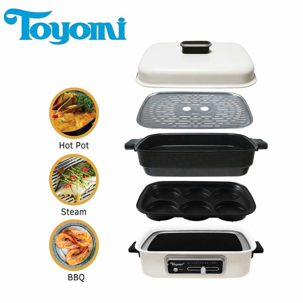 Toyomi MC8201 Multi Functional 3In1 HotPot + Grill + Steamer