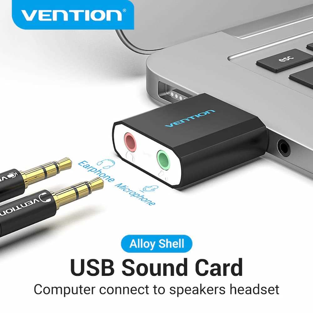 Vention Sound Card USB To Jack 3.5mm Adapter USB Audio Interface External Sound Card Headset